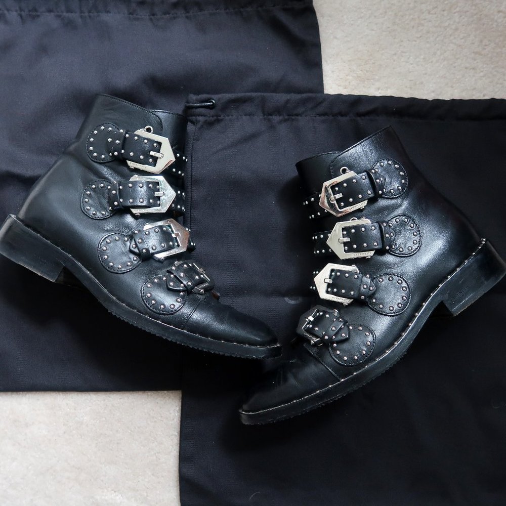Givenchy Elegant Calf Leather Moto Boots - 36 (Fits 37)